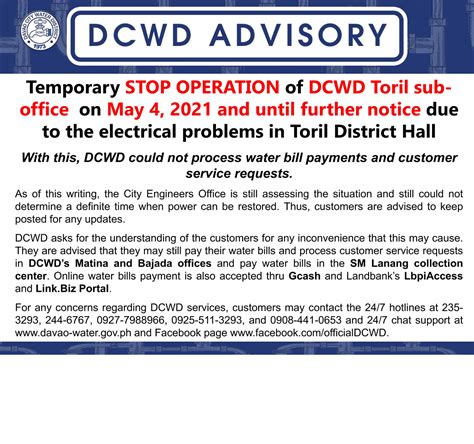 DCWD ADVISORY: NOTICE OF .